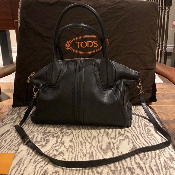 Tod’s DD bag toppe convertible satchel/crossbody purse in black leather - Picture 1 of 10